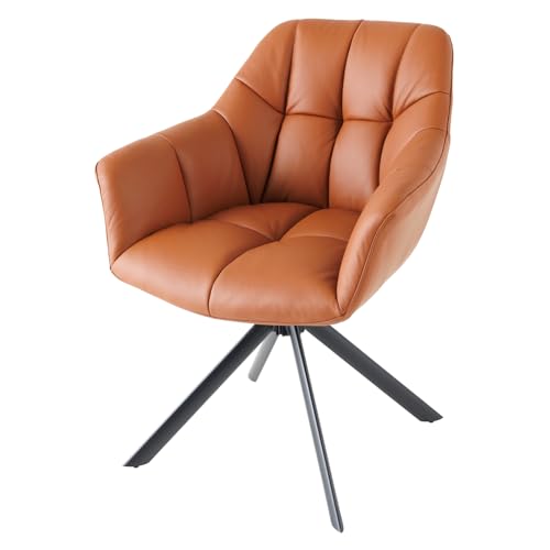 Riess Ambiente Drehbarer Stuhl Papillon - Cognac - Echtleder mit Armlehne schwarzes Gestell Drehstuhl 180 Grad Drehfunktion Esszimmerstuhl Esstischstuhl Riess Ambiente Drehbarer Stuhl Papillon - Cognac - Echtleder mit Armlehne schwarzes Gestell Drehstuhl 180 Grad Drehfunktion Esszimmerstuhl Esstischstuhl