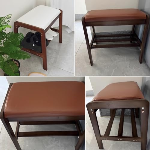 Banc de rangement d'entrée en bois avec coussin confortable pour chaussures - 4