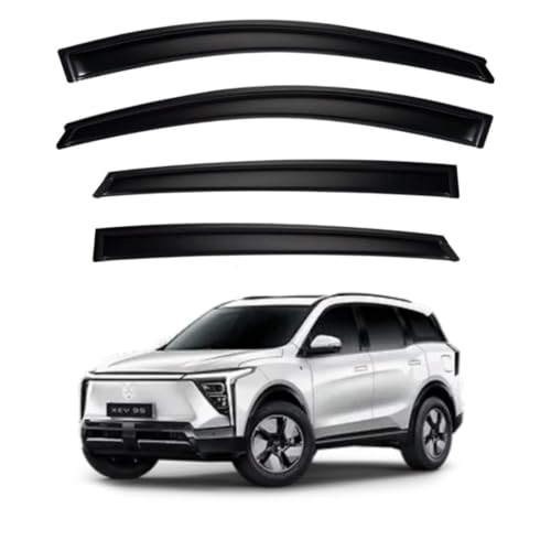 Image of Premium Smoke Car Door Visor Front+Rear Sun /Rain Guard Outside Mount Tape-On Window Visors Compatible with Mahindra XEV 9S (2025-2026)
