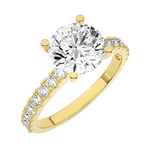 Buy Jewels Solid 10k Gold Moissanite Engagement Ring 7.5 mm 1.5 ct Women Round Solitaire Ring G-H Color VVS1 Quality