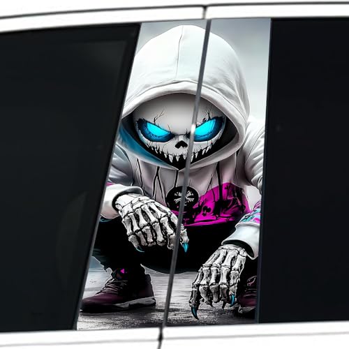 Image of Halloween Cars Body Horror Sticker, Classic Horror Movie Characters Peeking Decal Michae Waterproof Scary Vinyl Stickers for Bumper Car Decals 11in*18.89in (Skull Boy)
