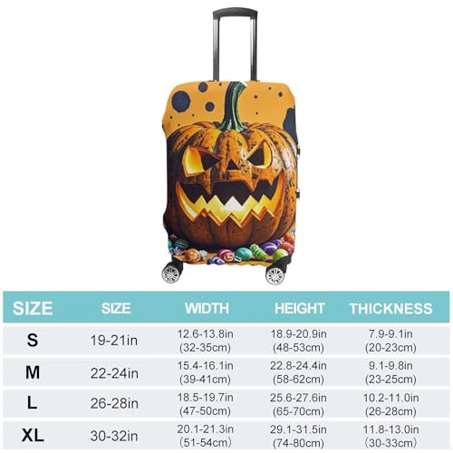 Halloween Pumpkin Monster Luggage Cover, Elastic Luggage Protector Fits 19-32in Suitcases, Washable & Anti-Scratch Suitcase Cover for Men Women L2