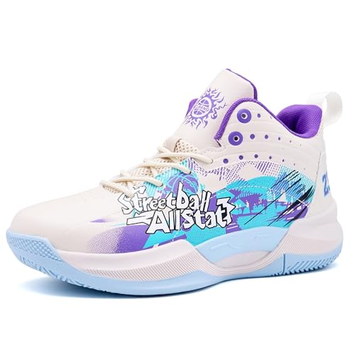Genérico Zapatos de Baloncesto Unisex Antideslizantes, Resistentes al Desgaste, Rebote Acolchado, Botas Entrenamiento Deportivas Ocio for jóvenes Zapatos para Caminar(Purple,41 EU)