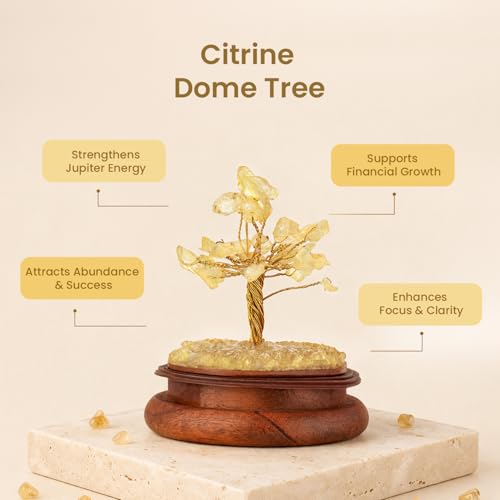 Image of Astrotalk Citrine Crystal Dome Tree,Attract Wealth & Prosperity,Feng Shui Items for Good Luck & Prosperity,Home Decor for Living Room & Office,Housewarming Gifts,Aesthetic Home Decor Items, 13 cm