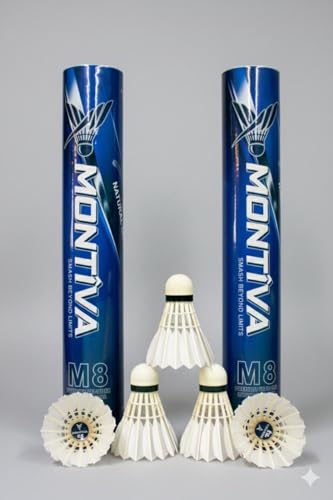 MONTIVA Feather Shuttlecocks Pack of 12 Pcs Professional Badminton Tournament Grade Shuttlecocks