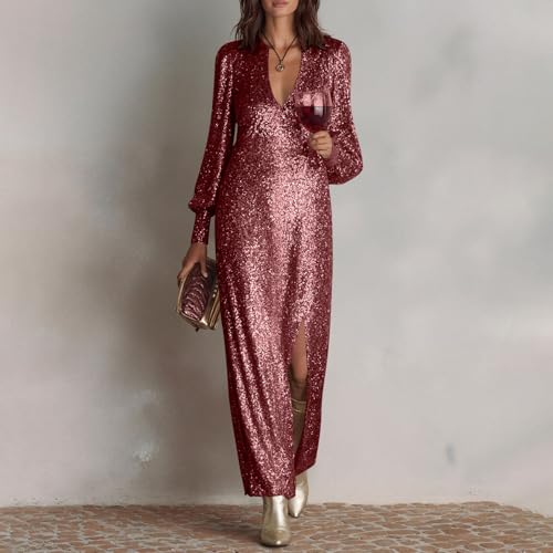 glitter pleated dress Sweetheart Sleeveless Mermaid Prom Dress Sequined Pleated Glitter-Knit  Party Gowns with Slit