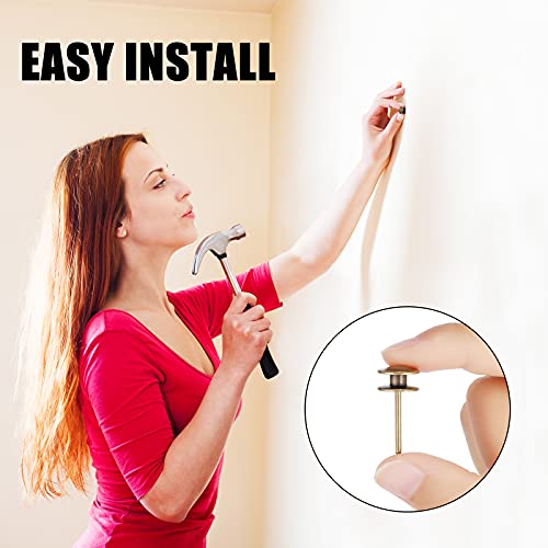 Image of Hotop 50 Pcs Double Headed Picture Hangers Nails Small Head Hanging Nails Picture Photo Hanging Hook Pins Decorative Nail Hook Hangers for Home Office School (Black,Silver,Bronze)