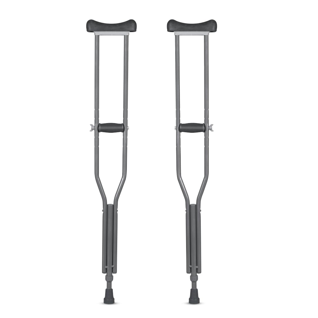 Vissco Astra Under Arm Crutches Aluminium, Crutches for those Physically Chalenged With Adjustable Elbow Support, PVC grip Handle, Light Weight & Height Adjustable,Walking Stick (1 Pair)-Medium (Grey)-image-48