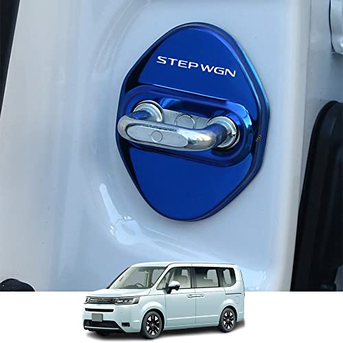 Kakash ホンダ専用ステンレスドアロックカバー 保護バックルカバー 防錆 ラッチストップ インテリアモールディング ステンレス スチールカースタイリング プ外装カスタムパーツ アクセサリー爪キズ防止 防止防塵 取り付け簡単 車種専用設計4点セット(ブル