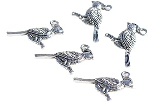 Multi-Colored Cardinal Silver Tone Charms for Bracelets