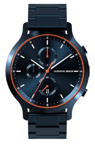 Lilienthal Berlin, Chronograph Blue Orange mit Armband Metal Blue