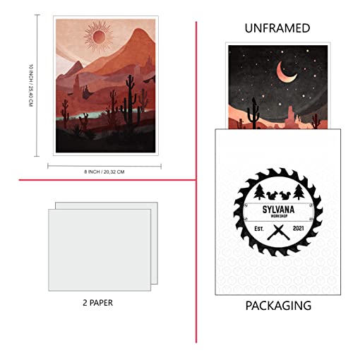 Sylvana Workshop - Sun Moon Minimalist Wall Art ,Unframed(8X10 Set Of 2 Wall Decor), Mid Century Modern Wall Decor, Boho Posters For Bedroom, Contemporary Art Prints #TOP1