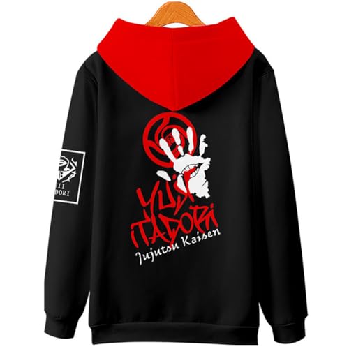 Lkmieos JJK - Sudadera con capucha para cosplay de Satoru, sudadera con capucha de anime 3D, unisex, Rojo -, Large