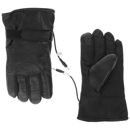 ULTECHNOVO 1 Par Guantes calefactores Guantes Accesorios Porta Cubiertos Rojo Guantes de PU Guantes de Mano Guantes Calientes USB Guantes calefactables de Invierno Cuero Artificial Black
