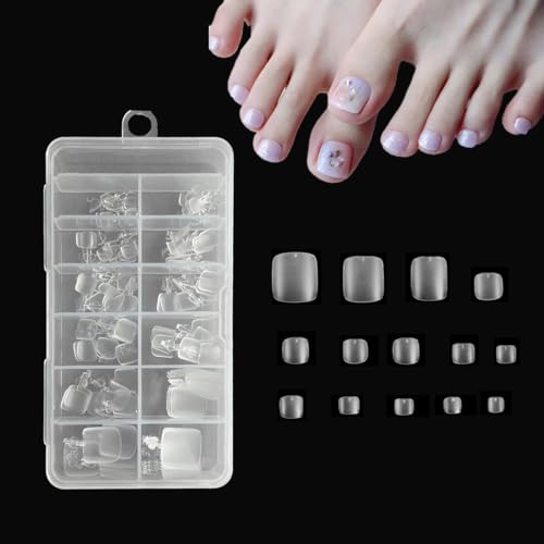 Auriselle 120 piezas, 12 tamaños, juego de uñas postizas pies, uñas postizas, ajuste natural sin costuras, mate, más delgadas, fáciles colocar y quitar, duraderas, saludables el día a día y fiestas