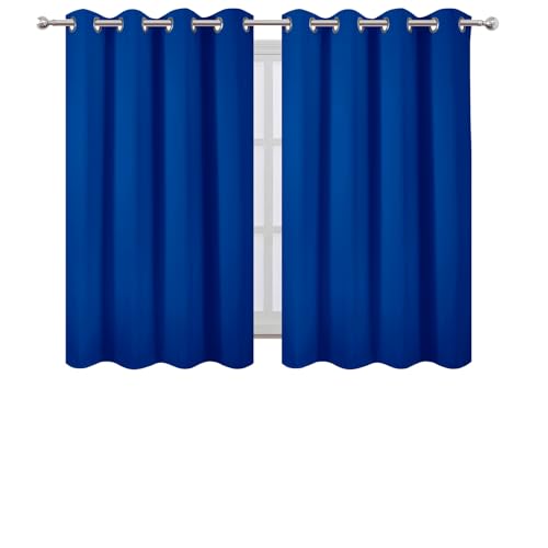 Image of LEMOMO Blackout Curtains 66 x 54 Inch Long Royal Blue Curtains Set of 2 Panels Room Darkening Curtains for Bedroom and Living Room
