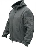 TACVASEN Tactical Jacket for Men Fleece Jackets Full Zip Military Hoodies Windproof Warm Winter Coat Outdoor Hunting Gray 2XL