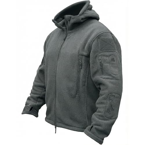 TACVASEN Tactical Jacket for Men Fleece Jackets Full Zip Military Hoodies Windproof Warm Winter Coat Outdoor Hunting