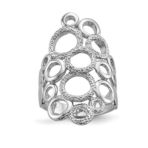 Fashion Ring Band 925 White Sterling Silver Women's Flat Textured