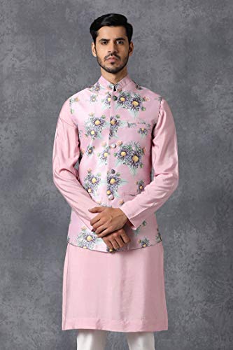 ELINA FASHION Men's Indian Raw Silk Kurta Pajama And Nehru Jacket (Waistcoat) || Wedding Ethnic Diwali Puja Set3