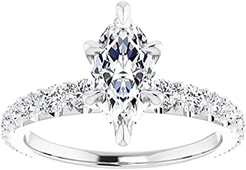 Moissanite World Dainty Intersecting Engagement Ring,Marquise Cut 2.00Ct, Colorless Moissanite Ring, 925 Sterling Silver, Solitaire Engagement Ring, Wedding Ring (7) #TOP1