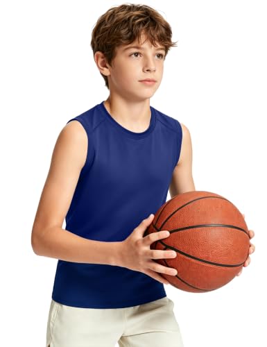 Image of Somaibo Boys Sleeveless Compression Shirt Youth Athletic Tank Tops Kids Quick Dry Basketball Football Undershirt
