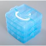 アクセサリーボックス、アクセサリー収納ボックス、パーツボックス、透明プラスチック収納ボックス、ジュエリーおもちゃメイク収納ツールボックス、小分けボックス、透明収納ボックス、透明ボックス、レゴ、三層収納、仕切り、取り外し可能、ハンドバッグ、小物、メタルアクセサリー、おもちゃ、アクセサリー、ビーズ収納、大容 (ブルー,S)