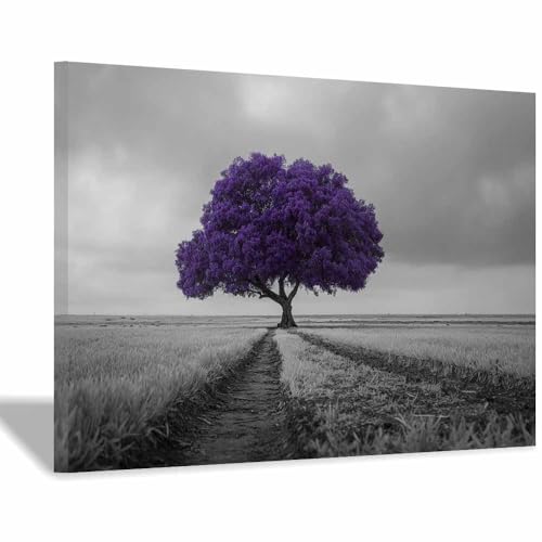 Poster mural chemin d’arbre violet tableau decoration murale 60x80cm encadrée