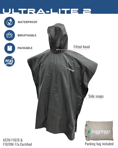 Image of FROGG TOGGS Ultra-lite2 Waterproof, Breathable Rain Poncho, Adult and Youth Sizes