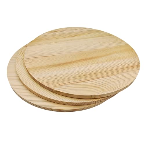 Placa redonda de madeira de pinho vazia inacabada para projetos de artesanato, gravação, queima de madeira, pintura (30 x 1 cm/3 unidades)