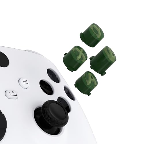 eXtremeRate ABXY Buttons for Xbox Core Wireless Controller, Three-Tone Deep Pine Green &amp; Clear &amp; Bamboo Green Classic Symbols Action Buttons Replacement Prats for Xbox One S/X, Elite Series 2 Core &amp; 1