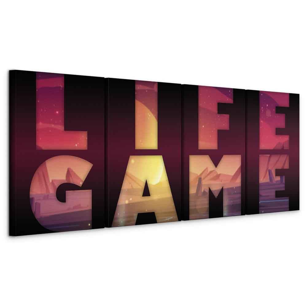 murando Cuadro en Lienzo para jugadores Consola 160x60 cm Impresión de 4 Piezas Material Tejido no Tejido Impresión Artística Imagen Gráfica Decoracion de Pared Inscripción Life Game m-C-0472-b-i