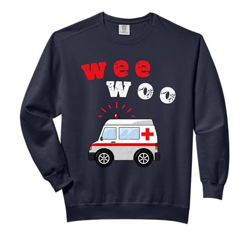 Wee Woo Funny Bus Ambulance AMR Retro EMT Paramedic Comfort Colors Adult Sweatshirt