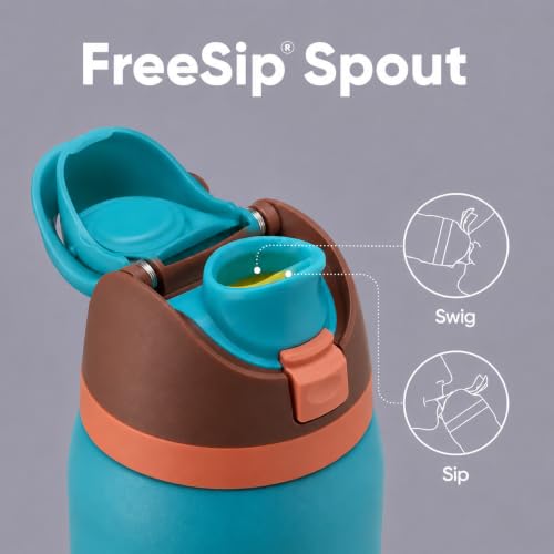 Image of HomeCloud 1200ML Stainless Steel Water Bottle - Double-Wall Vacuum Insulated, Leakproof Straw Lid, BPA-Free Reusable Travel Flask with Two-Way Spout for Gym, Office & Outdoor Use (S Green Brown)