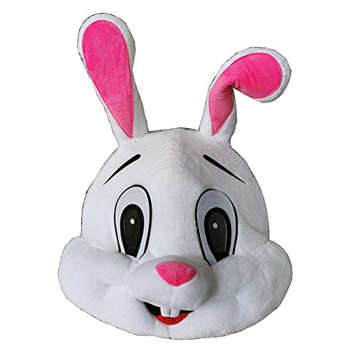 Costume de Lapin en Peluche Costume de Mascotte de Lapin Masque de Tête d'Animal de Lièvre Adulte Robe d'Halloween