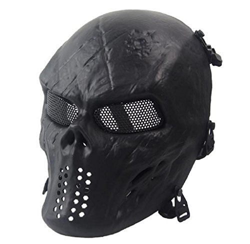 Covermason Halloween-Maske Airsoft Paintball Voll Gesicht Schädel-Skeleton CS Maske Tactical Military Mask (Schwarz)