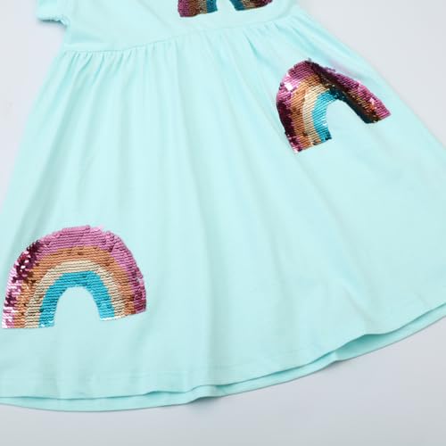 Image of Girls Cotton Long Sleeve Casual Cartoon Appliques Striped Jersey Dresses