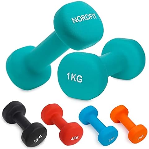 NORDFIT Neoprene Coated Cast Iron Dumbbells for Home Exercise and Gym, Strength training equipment for men, women & kids, Dumbbell Weights Set in 1kg 2kg 3kg 4kg 5kg Pairs Cover