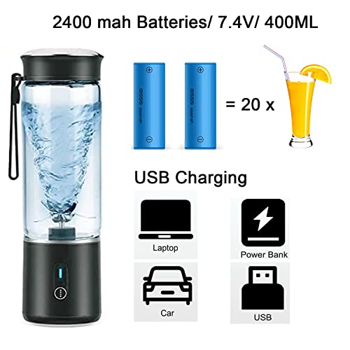 Portable Blender, Personal Blender for Smoothies and Shakes 14Oz Portable Blenders with 6 Blades and Rechargeable USB, Fruit Veggie Juicer Mini Blender Mixer Cup for Travel Sports - Image 5