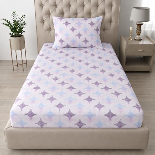 Image of Amazon Brand - Umi Affordable Soft Cotton Single Bedsheet 60x90 Inch | 160 TC | Elegant Design with Pillow Cover | Breathable Hostel Bedsheet