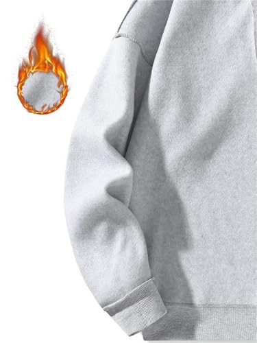 Men's Regular Fit Solid Half Zip Drop Shoulder Essentials Hoodie, Quarter Zip Hoodies Oversized Pullover Loose Fit Sweatshirt4