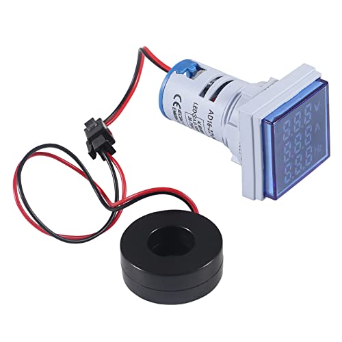 Image of 2PCS Current Voltage Hertz Meters, Digital 3 in 1 22mm Voltmeter Ammeter Hz Meter AC 60-500V 0-100A 20-75Hz Current Frequency Indicator LED Digital Voltage Amp Tester with CT (Blue)