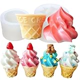 Evergarden シリコンモールド スイーツ ソフトクリーム アイス コーン 【2枚セット】アイスクリーム ミニチュアスイーツ レジン アクセサリー キーホルダー シリコン モールド キャンドル アロマストーン 石膏 手作り 樹脂 粘土 シリコン型 型 ハンドメイド 鏡面 仕上げ