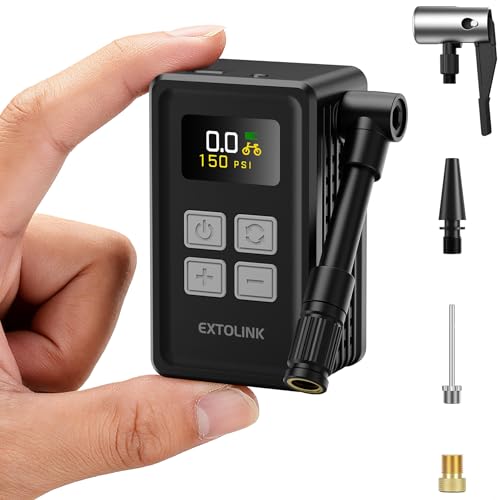 EXTOLINK Mini Pompe vélo Electrique, Max 150 PSI Pompe à vélo avec Manomètre numérique, 20-Sec Gonflage Mini compresseur Velo avec arrêt Automatique...