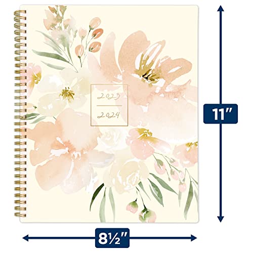 Cambridge 2023-2024 Academic Planner By Leah Bisch, Weekly & Monthly, 8-1/2" X 11", Large, Monthly Tabs, Pocket, Flexible Cover, Floral (Lb21-905A) #TOP5