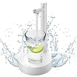 Dispensador De Agua Electrico Usb AUAUY Dispensador Eléctrico de Botella de Agua de Escritorio, Dispensador de Agua Potable con Carga USB Portátil,Salida de Agua de 6 Niveles Ajustable para Hogar, Oficina, Aire Libre (Blanco)