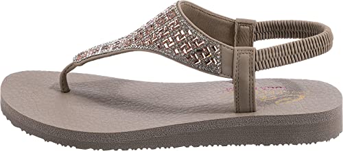 Skechers Women's Meditation-Sweet Rock Flip-Flop, Taupe, 8