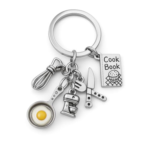 DONWOIIE Chef Gifts Keychain – Whisk, Frying Pan with Egg,