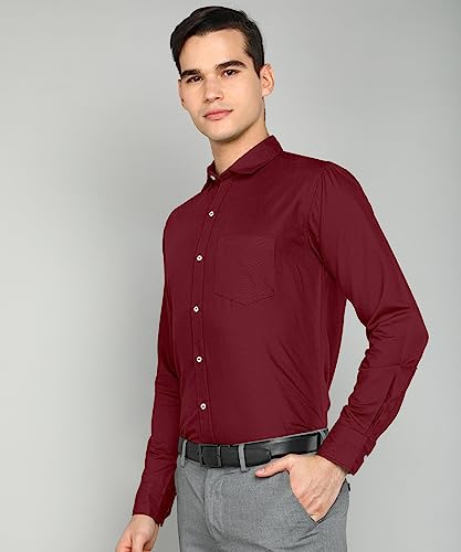 Image of MILDIN Men's Pure Cotton Striped Printed Shirt with Spread Collared Neck Full Sleeve Curved Hemline Button Closure and Regular Fit | Shirt for Man