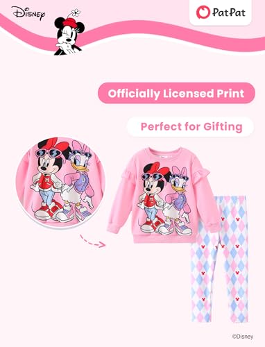Image of Disney Frozen Minnie Mouse Stitch Princess Fall Toddler Girl Outfit 2 Piece Girl Clothes Long Sleeve Sweatshirt and Leggings